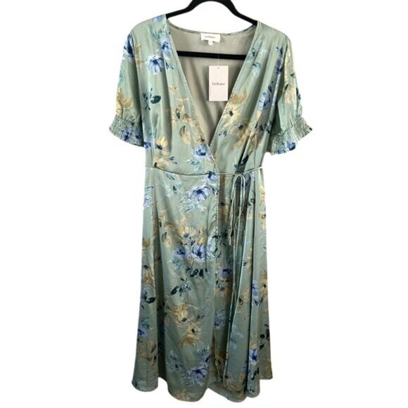 bohme Dresses & Skirts - Bohme Floral Wrap Dress NWT Sz Medium Blue & Green